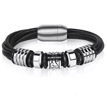 Classic Leather Braided Magnetic Metal Buckle Bracelet