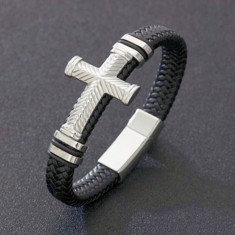 Classic Leather Braided Magnetic Metal Buckle Bracelet