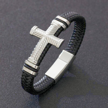 Classic Leather Braided Magnetic Metal Buckle Bracelet
