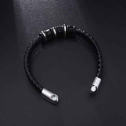 Classic Leather Braided Magnetic Metal Buckle Bracelet